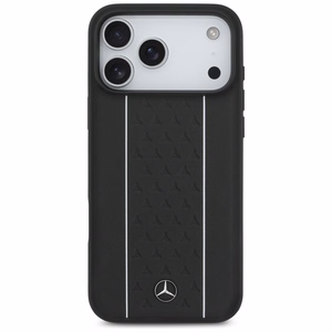 Mercedes Leather Star Pattern Stripes MagSafe Ümbris jaoks iPhone 17 Pro Max - Must