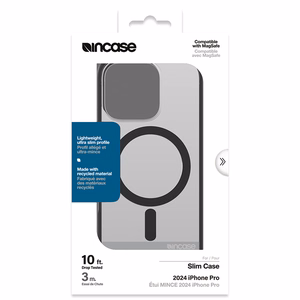 Incase Slim Case MagSafe'i toega ümbris iPhone 16 Pro-le, must ja poolläbipaistev