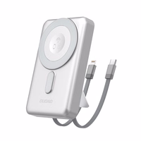 Dudao K29 10000mAh PD 20W MagSafe Powerbank metallist korpusega, alusega ja sisseehitatud USB-C / Lightning kaablitega - hõbedane