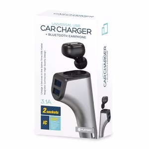 Autolaadija Platinet + Bluetooth vabakäeseade (2xUSB 2.4A)