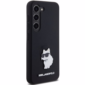 Karl Lagerfeld Silicone Choupette Metal Pin ümbris jaoks Samsung Galaxy S23 - must