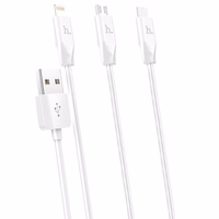 HOCO 3IN1 LIGHTNING / USB TYP-C / MICRO USB VALGE KAABEL