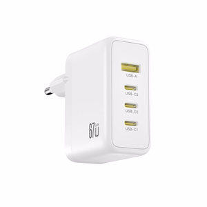 XO CE39 PD 67W seinalaadija, 3x USB-C, 1x USB, valge