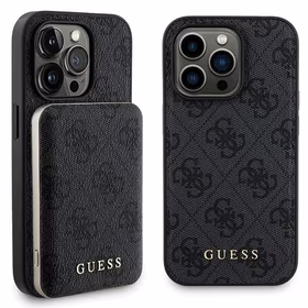 Guess 4G Metal Logo Ümbris Set jaoks iPhone 13 Pro Max + 5000mAh MagSafe Powerbank - must