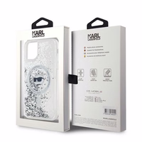 Karl Lagerfeld Liquid Glitter Choupette Head MagSafe Ümbris jaoks iPhone 11 / Xr - läbipaistev