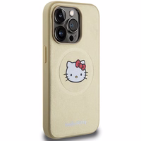 Hello Kitty Leather Kitty Head MagSafe ümbris jaoks iPhone 14 Pro Max - kuldne