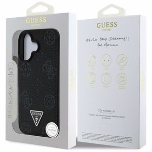 Guess Grained Hot Stamp Peony Triangle Logo MagSafe Ümbris jaoks iPhone 16 - Must
