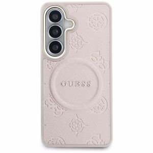 Guess ümbris Saffiano Peony Embossed Ring MagSafe Samsung Galaxy S26 roosa