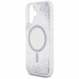 Guess HC Resin Bottom Glitter MagSafe ümbris jaoks iPhone 16 - hõbedane