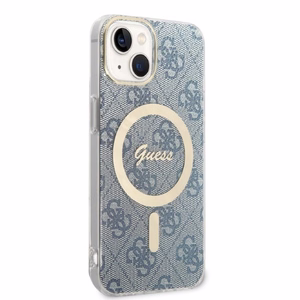Set Guess GUBPP14MH4EACSB Ümbris+ Charger iPhone 14 Plus 6.7" sinine/sinine hard ümbris 4G Print MagSafe
