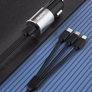 Dudao 3in1 USB car laadija 3,4 A built-in kaabel Lightning / USB Type C / micro USB must (R5ProN must)
