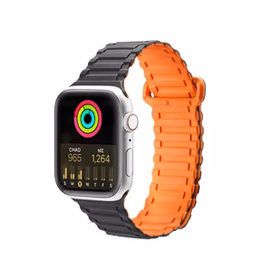 Dux Ducis rihm (Armor versioon) Apple Watch SE rihm, 9, 8, 7, 6, 5, 4, 3, 2, 1 (41, 40, 38 mm) Silikoonist magnetiline käepael Must/oranž rihm.