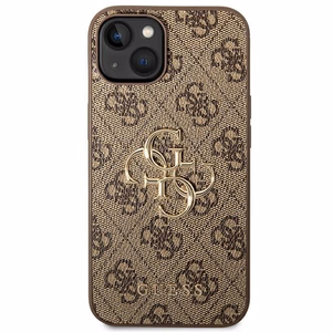 Guess 4G suur metallist logo ümbris iPhone 14 jaoks - pruun