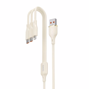 Dudao L7SE кабель 3 в 1 USB-A - 2x USB-C Lightning 66W 1.2м - бежевый