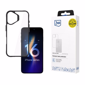 3mk Satin Armor Case+ ümbris iPhone 16 Plus jaoks - läbipaistev musta raamiga