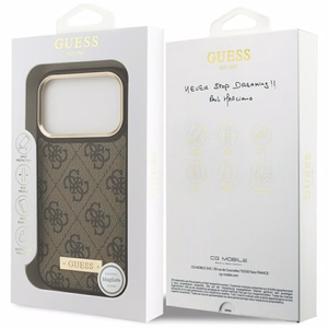 Guess 4G Logo Plate MagSafe чехол для iPhone 17 Pro - коричневый