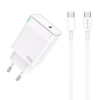 JELLICO seina laadija C105 GaN PD 45W 1xUSB-C + kaabel USB-C - USB-C valge