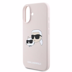 Karl Lagerfeld Silicone Nauble Heads Print MagSafe Ümbris jaoks iPhone 16 Plus - Roosa
