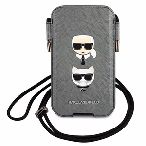 Karl Lagerfeld Saffiano Ikonik Karl&Choupette Head 6.7'' käekott - Hall
