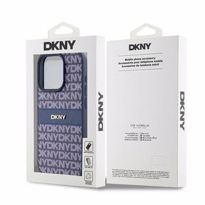 DKNY Leather Mono Stripe & Metal Logo ümbris jaoks iPhone 15 Pro - sinine