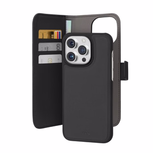 Puro Wallet Detachable MagSafe 2in1 PU Leather Ümbris with Flap and Wallet jaoks iPhone 15 Pro - Must