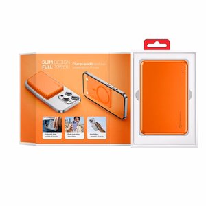 Forcell F-Energy Slim F5K9 akupank, MagSafe'iga ühilduv, 5000 mAh, 15 W, QC 4.0, PD 3.0, oranž