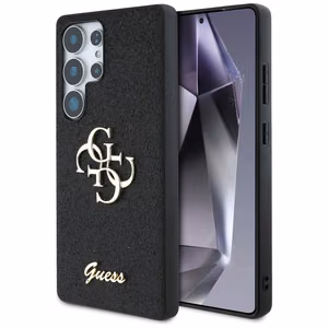 Guess Fixed Glitter Big 4G Metal Logo ümbris jaoks Samsung Galaxy S25 Ultra must