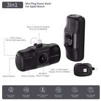 Wozinsky WF16-YCS 5000mAh 15W USB-C mini energiapank sisseehitatud USB-C kaabliga ja Apple Watchi laadijaga - must