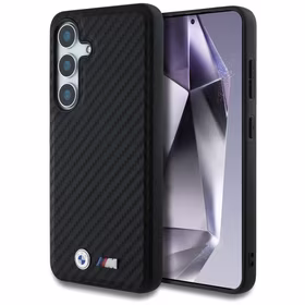 BMW Leather Carbon MagSafe Ümbris jaoks Samsung Galaxy S25 - must