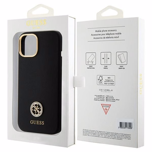 Guess Silicone Logo Strass 4G чехол для iPhone 15 - чёрный