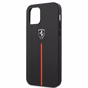 Ferrari FEOMSHCP12LBK iPhone 12 Pro Max must/must kõvakott Off Track Nahast Nailon triibuga
