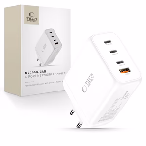 Tech-Protect NC200W-GaN 4-portiline 200W seinalaadija - valge