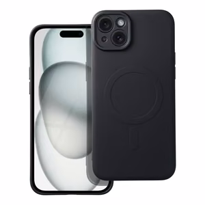 Silicone Mag Cover ümbris (MagSafe) iPhone 15 Plus jaoks, must