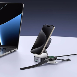 Ugreen W702 3in1 induktsioonlaadija MagSafe / Qi2 ja USB-C telefonile / kõrvaklappidele must