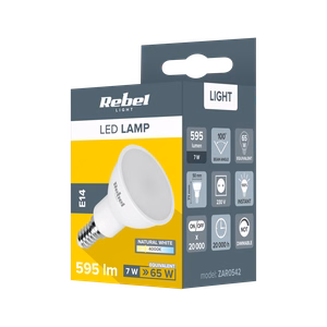 Rebel E14 LED bulb, 7 W, 4000 K, 230 V