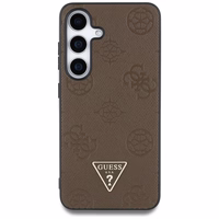 Guess Grained Hot Stamp Peony Pattern Triangle Logo MagSafe Ümbris jaoks Samsung Galaxy S25 - Brown