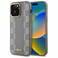 DKNY Leather Checkered Mono Pattern MagSafe iPhone 14 Pro Max Ümbris - Beige