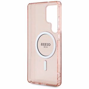 Guess Glitter Circle Classic Logo MagSafe Ümbris jaoks Samsung Galaxy S25 Ultra roosa
