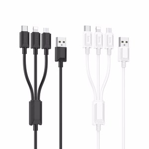 Kaabel 3in1 USB A to Lightning / Micro USB / USB C Hoco 2A 1 m X74 valge