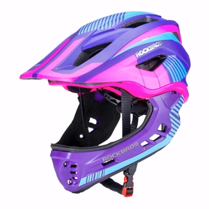 Rockbros TT-32SBPP-S laste jalgrattakiiver eemaldatava lõuakaitsmega suurus S - lilla-roosa