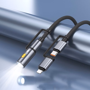 Kaabel All-in-one USB C / Lightning to USB C / LED Light Hoco PD 3A 60W 1,2 m U138 must