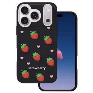 Клубничный чехол для iPhone 17 Pro Max / 18 Pro Max 6,9'' черный