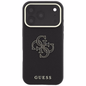 Guess Grained & Big Resin Logo ümbris seadmele iPhone 18 Pro / 17 Pro – must