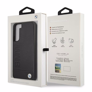 BMW Signature Logo Imprint ümbris Samsung Galaxy S22+ jaoks - must