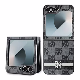 DKNY Checkered Pattern Printed Stripes ümbris jaoks Samsung Galaxy Z Flip 6 - must