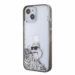 Karl Lagerfeld Liquid Glitter Choupette ümbris jaoks iPhone 15 - läbipaistev