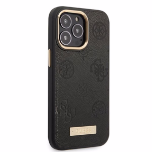 Guess GUHMP13LSAPSTK iPhone 13 Pro / 13 6.1" чёрный/чёрный жёсткий чехол Peony Logo Plate MagSafe