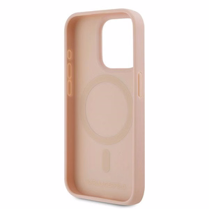 Кожаный чехол Karl Lagerfeld Monogram Metal Logo для iPhone 15 Pro Max - розовый