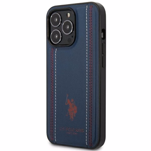 US Polo USHCP14LPFAV Leather Stitch ümbris seadmele iPhone 14 Pro 6.1", tumesinine