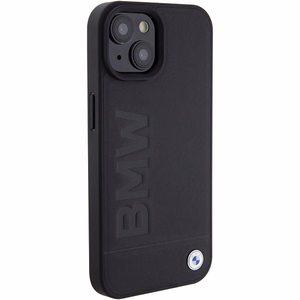 BMW MagSafe Leather Hot Stamp ümbris jaoks iPhone 15 Plus - must
